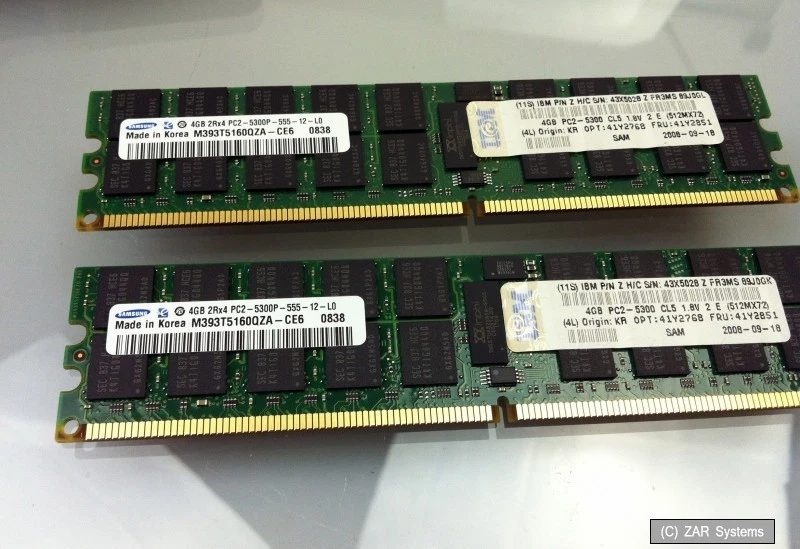 IBM PC2-5300 Arbeitsspeicher 8GB, DIMM 240-Polig, 667 MHz, 2x 4GB für x3850 M2 - Bild 1 von 1