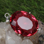 Oval Shape 925 Silver Hydrothermal Pink Tourmaline 97 Carat Pendant for Office