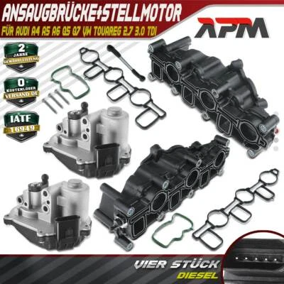2x Collecteur D'Admission + 2x Servomoteur pour Audi A4 A5 A6 Q5 Q7 VW Touareg - Photo 1/4