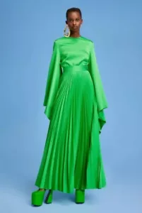 Solace London Maxi Sage plissettato raso martellato maxi abito vestito con cintura taglia US 2 - Foto 1 di 13