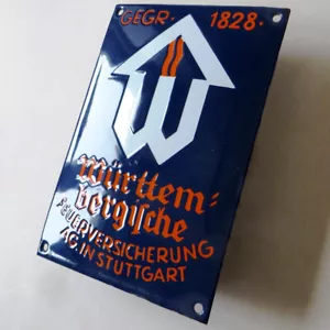 WÜRTTEMBERGISCHE = Antikes Emailschild Stuttgart um 1920 Torpedo FETT-SCHWER-TOP - Bild 1 von 11
