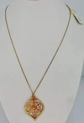 ORIGINALE STROILI ORO COLLANA DONNA ARGENTO 925 CHARM FOGLIA TRAFORATA DORATA - Immagine 1 di 3