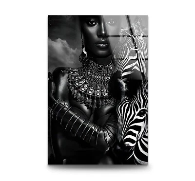 Zebra And Woman Glass Wall Art - Image 1 of 4