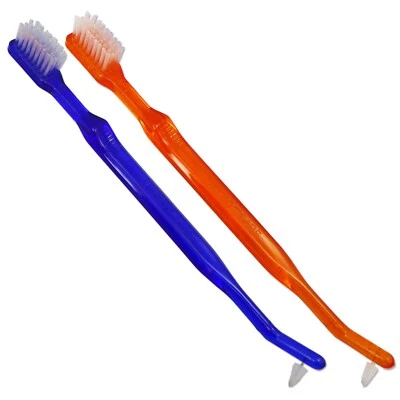 ORTHOCARE 2 x Orthodontic Toothbrush ~ V2 Orange & Blue Small Head, Interdental for Braces