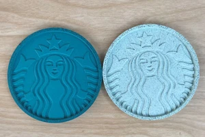 2 PCS. STARBUCKS COFFEE RECYCLE COASTER GREEN & BLUE COLOR - Picture 1 of 4