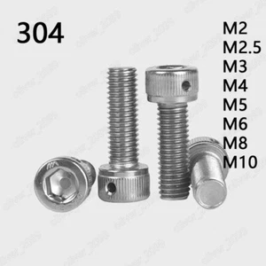 304 Stainless Steel Hex Socket Cap Head Screws With Hole On Head M2 M3 M4 M5-M10 - Picture 1 of 5