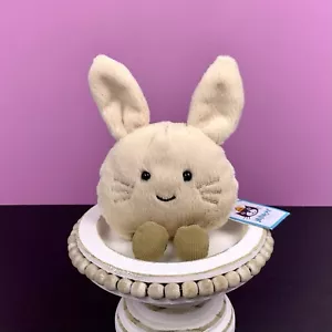 Jellycat AMUSEABEAN BUNNY ✨ Soft Plush Toy RETIRED Mini Cute Beige Lovey NWT - Picture 1 of 5