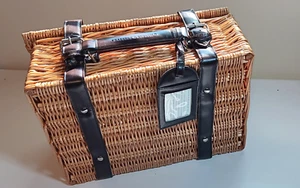 Vintage Crabtree Evelyn Picknickkorb/Strandtasche aus Weidegeflecht, Kunstlederriemen Lug Tag - Bild 1 von 9
