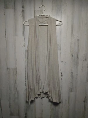 Cárdigan Pleione Anthropologie Mujer Grande Crema Frente Abierto Sin Mangas Suéter Foto 1 de 4