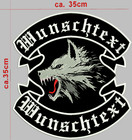 Wolf Rückenpatch Aufnäher oben unten-motiv Mit  Wunschtext Biker Kutte einteilig