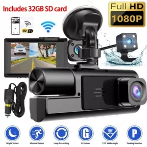 1080P 3-Channel Car DVR with Reverse Camera, WiFi, SD Card, Vehicle Dash Cam - Bild 1 von 15