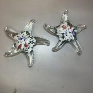 Two 5 Inch Starfish Art Multicolored Paper Weight Beautiful Colors - Picture 1 of 9
