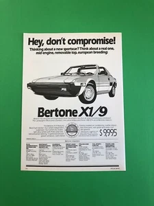 1985 1986 FIAT X 1/9 X 19 ORIGINAL VINTAGE PRINT AD ADVERTISEMENT PRINTED - Picture 1 of 1