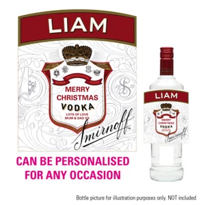 ETICHETTA BOTTIGLIA VODKA PERSONALIZZATA NATALE NUOVA ISPIRATA A SMIRNOFF SECRET SANTA 046 - Foto 1 di 6
