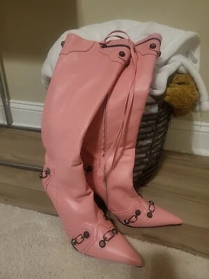 Botas Cagoul Rosa Imitación Cuero Talla 42 EE. UU. Talla 11 Foto 1 de 4