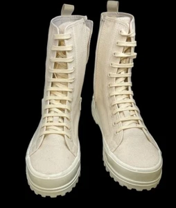 Stivali SUPERGA stile S6116DW-AFP taglia 9,5 donna uomo 8 stivali stringati beige tela - Foto 1 di 15