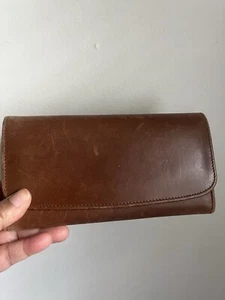 HIDES Vintage Leather Wallet Distressed Leather Billfold Trifold Handbag ID - Picture 1 of 6