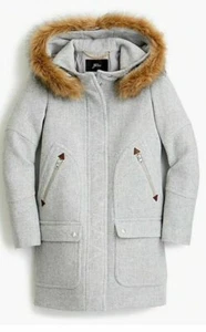 JCrew Chateau Parka italienisches Stadiontuch Wollmantel 10 meliert Abenddämmerung 365 $ j5488 - Bild 1 von 11