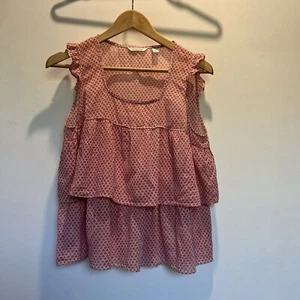 Country Road Women’s Top Size 14 Baby Doll Reds Pinks Frills Voile Cotton - Picture 1 of 6