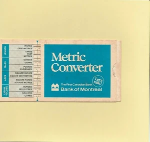 VINTAGE SLIDE RULE METRIC CONVERTER - BANK OF MONTREAL - Picture 1 of 2