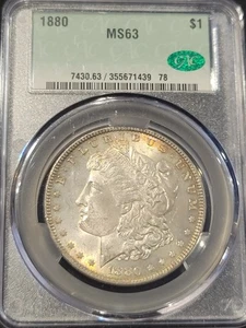 1880 Morgan Silver Dollar $1 CACG MS63 Brilliant Unc CAC Approved!!! - Picture 1 of 2
