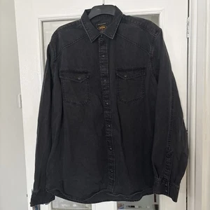 Next Premium Grade Black Denim Shirt Men's Size 2XXL 100% Cotton Long Sleeve - Picture 1 of 5