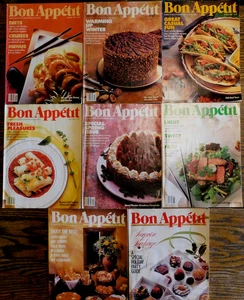 LOT OF 8 VINTAGE BON APPETIT MAGAZINES 1988 GOURMET COOKING,DETAILED RECIPES,ADS - Picture 1 of 3