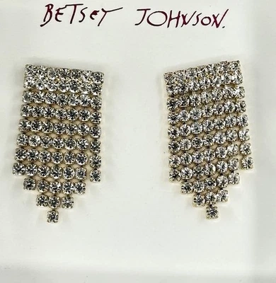 Pendientes colgantes BETSEY JOHNSON estilo Art Deco diamantes de imitación nuevos en caja regalos Foto 1 de 4