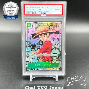 PSA 10 Luffy OP13-118 Manga Alt Art Carrying on His Will ONE PIECE Card Japanese - Picture 1 of 10