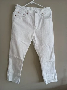 Levis 501 Premium WOMENS 29X26 Original Cropped Jeans White Button Fly Big E - Picture 1 of 13