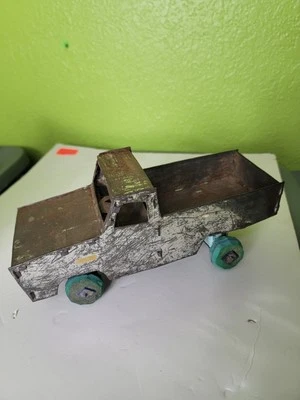 Vintage African Folk Art Tin Aluminum Repurposed Toy Pickup Truck Car Vehicle - Image 1 of 4