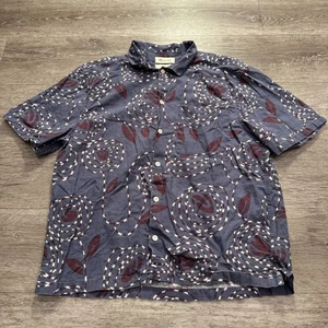 Madewell Shirt Mens Medium Boxy Fit Short Sleeve Hemp Cotton Button Up Graphic - Picture 1 of 9