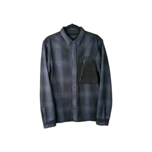 All Saints Lieeuven Kariertes Overshirt Herren Gr. L Wollmischung Shacket Leder Reißverschluss - Bild 1 von 17