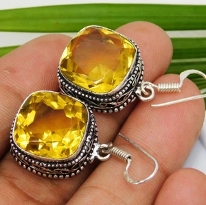 71,45 ct Gelbtopas Kissenschliff Ohrringe 925 Sterlingsilber lose Edelstein - Bild 1 von 8