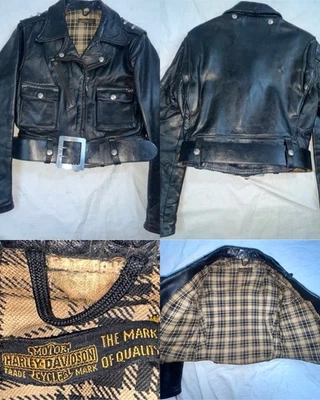 CHAQUETA DE MOTOCICLISTA HARLEY DAVIDSON DE CUERO PARA MUJER DE COLECCIÓN AÑOS 40 Foto 1 de 4