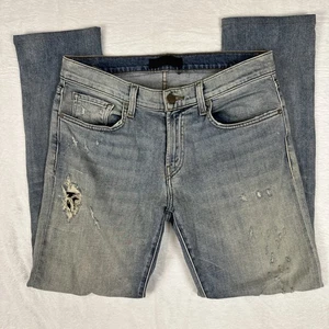 J Brand Thrashed Jeans Men 32x29 Blue Tyler Straight Distressed Oxidation Wash - Picture 1 of 16