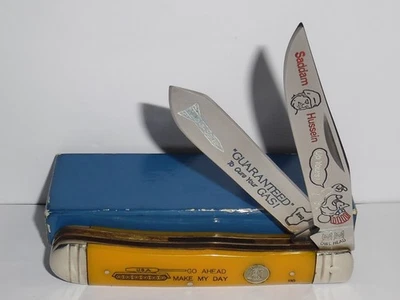 CUCHILLO TRAMPERO VINTAGE RARO CABEZA DE BÚHO ALEMANIA SADDAM HUSSEIN NUKE A SELTZER. Foto 1 de 4