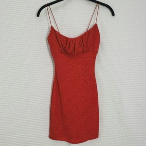 B. DARLIN mini abito donna XS rosso glitter babydoll festa ballo romantico Baddie - Foto 1 di 16