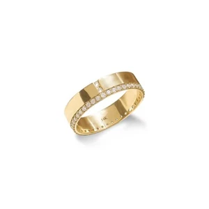 Sparkling Natural Diamond Elegant Chunky Band Ring Stamped 14K Yellow Gold - Picture 1 of 4