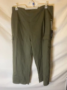 NWT New Womens Plus Size 22W 24W 2X Army Green workout Leggings Pants Stretch - Picture 1 of 2