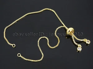 Zircon Rhinestone Adjustable 18K Chain Bracelet set For Connector Link Findings - Picture 1 of 21