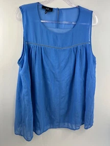 AGB Blouse Women's 2X Top Light Blue Puckered Bodice Lined - Picture 1 of 9