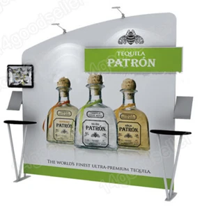 10ft Trade Show Booth Pop Up Display Back Wall with Product Shelves Spotlights - Picture 1 of 6