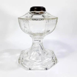 Antique Crown Crystal Depression Glass Oil Kerosene Lamp Base: Alfred Greek Key - Picture 1 of 13