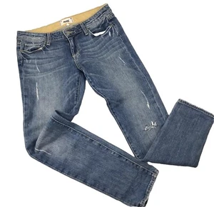 Paige Skyline Ankle Peg Medium Wash Mid Rise Distressed Stretch Sz 29 (tag) - Picture 1 of 10
