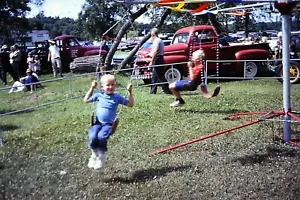 #B 35mm slide - Vintage - Collectibles - Photo - cute boy swing classic truck - Picture 1 of 1