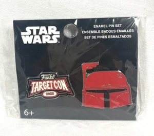 NEW SEALED DISNEY STAR WARS FUNKO POP PIN SET 2 BOBA FETT HELMET TARGET CON 2022 - Picture 1 of 8
