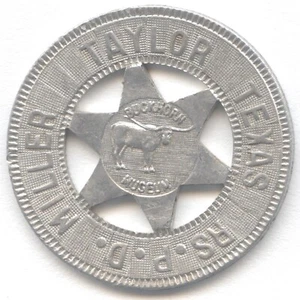 Typer Token Buckhorn Museum Aluminum Metal Good Luck Miller Taylor Texas RS PD - Picture 1 of 3