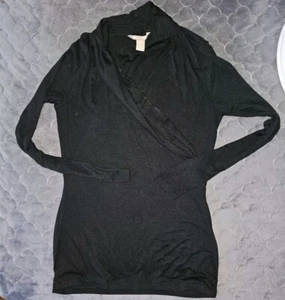 Langarmiges Damen-Halstuchshirt schwarz Banana Republic Größe Small - Bild 1 von 7