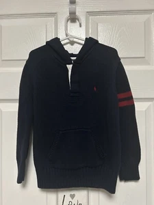 POLO RALPH LAUREN USA FLAG KNIT NAVY HOODIE BOY'S SIZE 6 - Picture 1 of 9